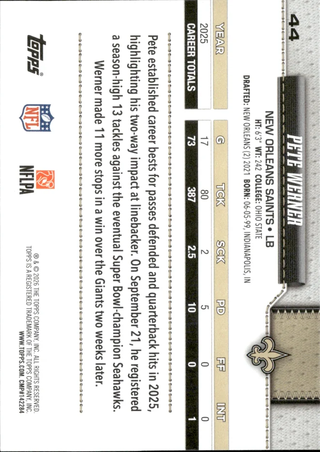 Pete Werner card back
