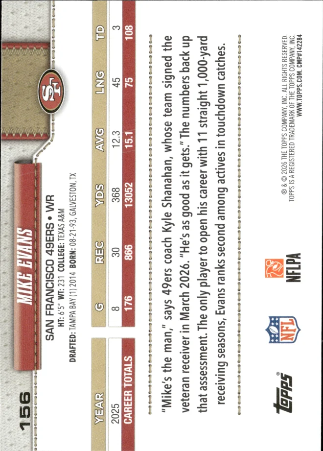 Mike Evans card back