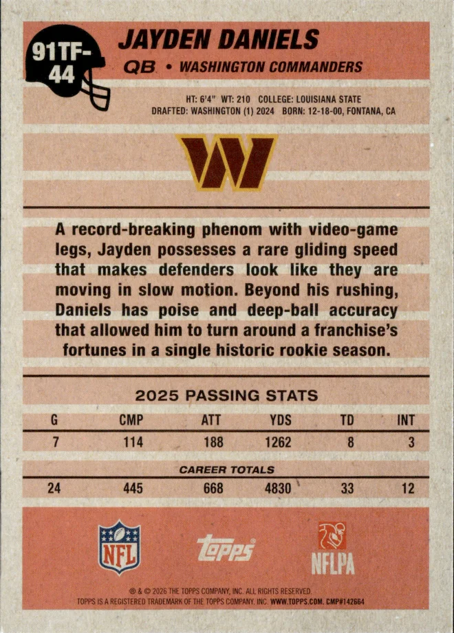 Jayden Daniels card back