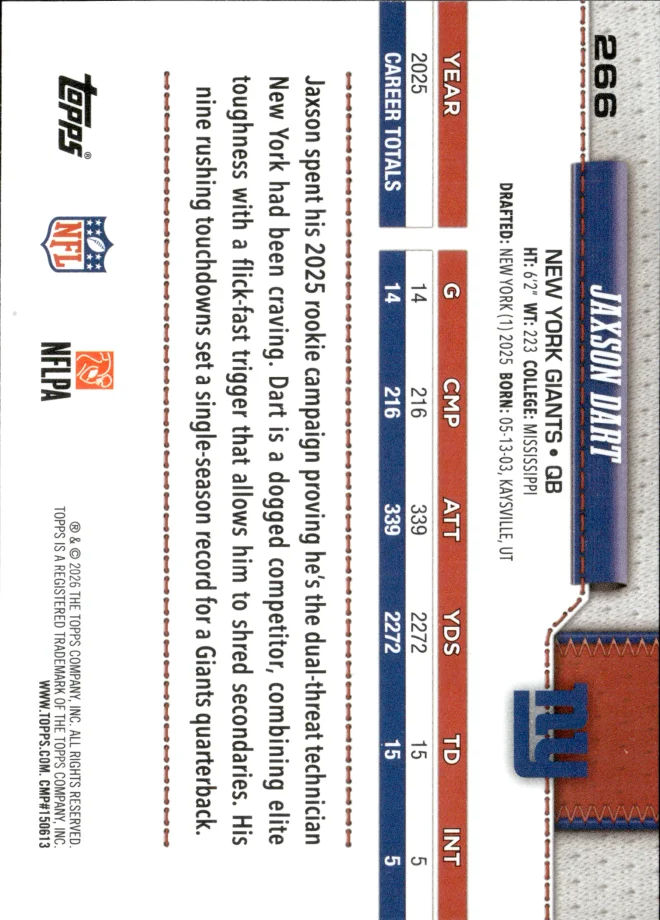 Jaxson Dart card back