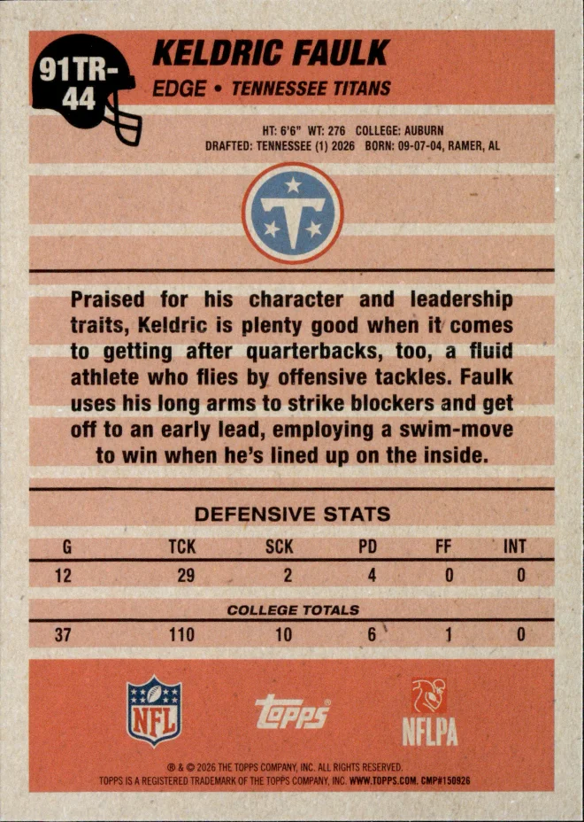 Keldric Faulk card back