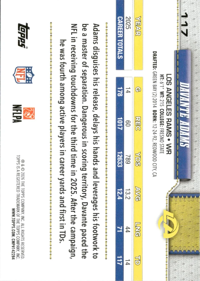 Davante Adams card back