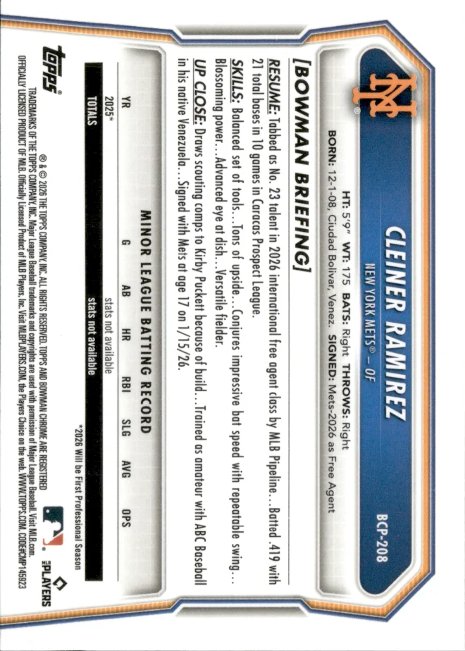 Cleiner Ramirez card back