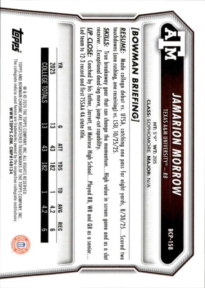 Jamarion Morrow card back