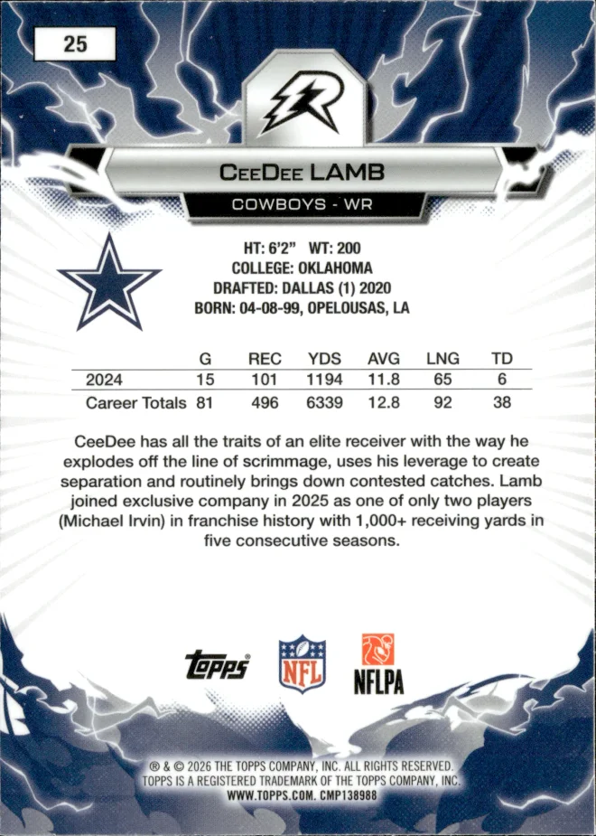 CeeDee Lamb card back