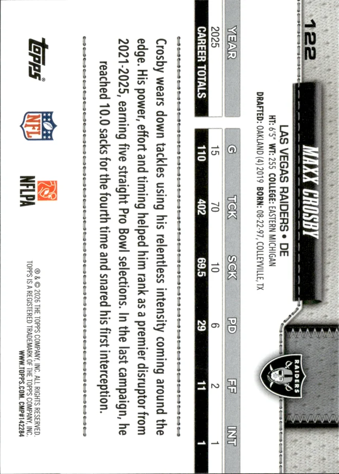 Maxx Crosby card back