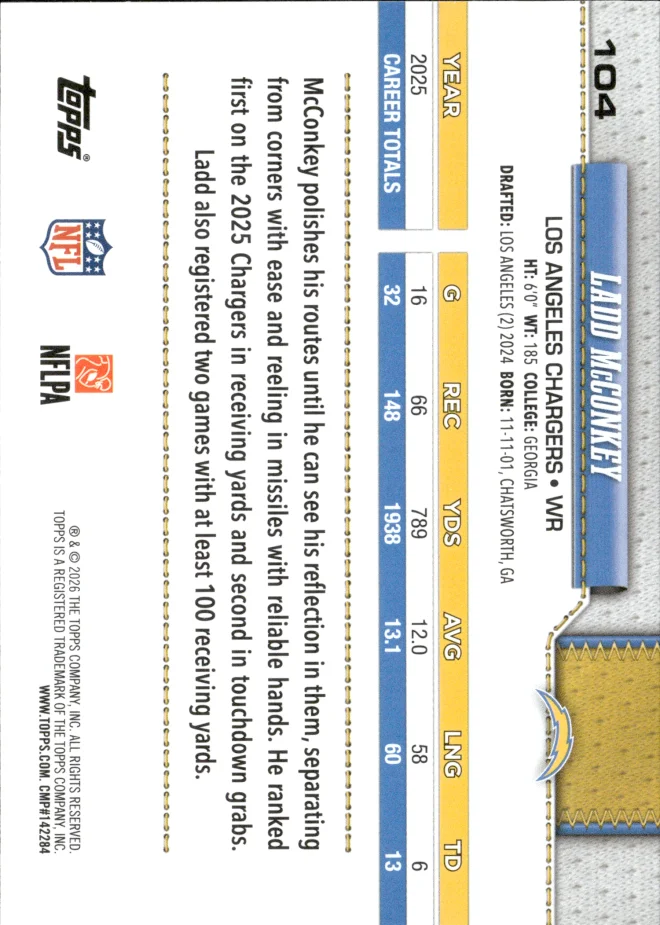 Ladd McConkey card back