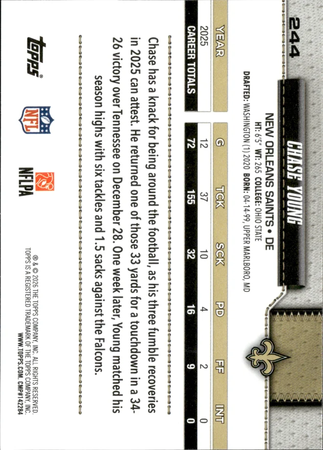Chase Young card back