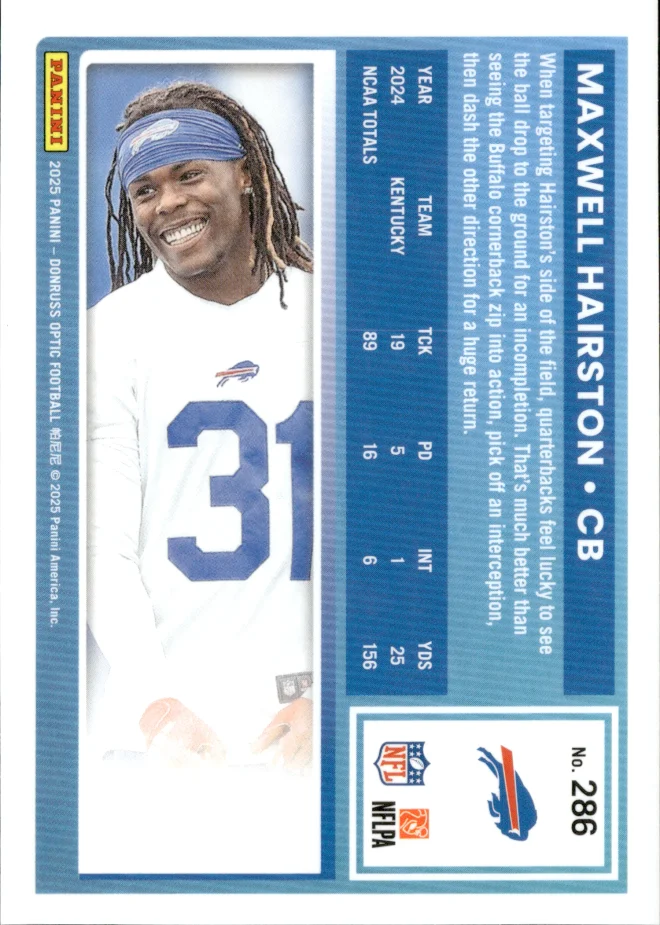 Maxwell Hairston card back