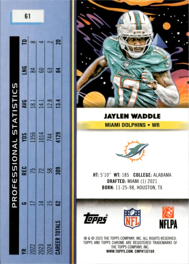 Jaylen Waddle card back