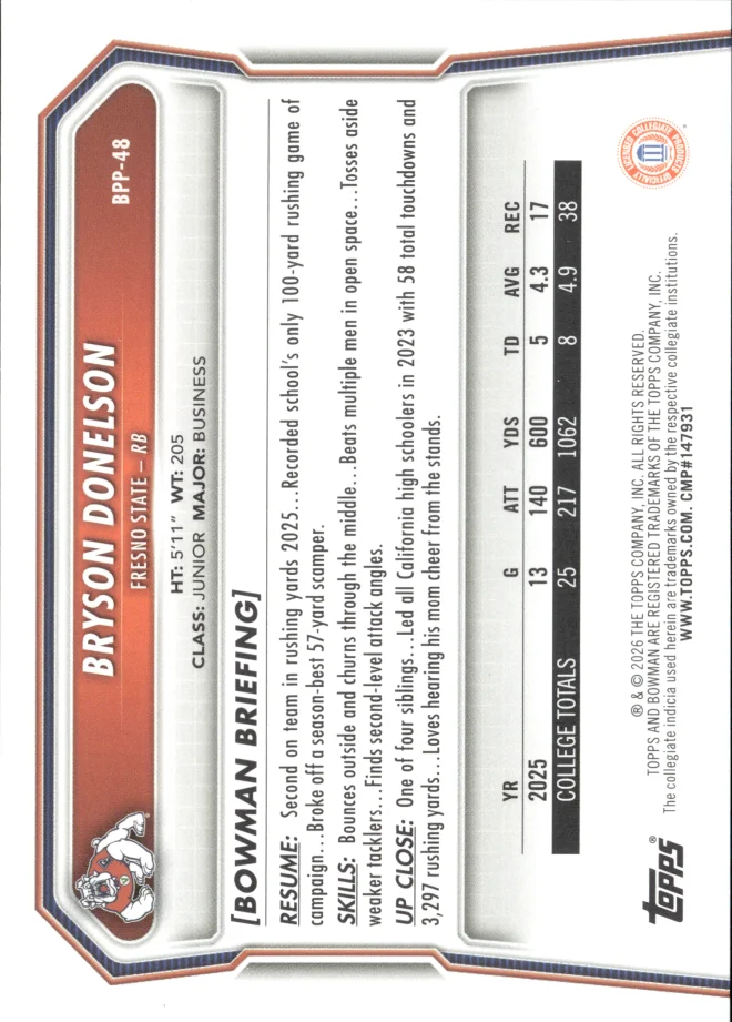 Bryson Donelson card back