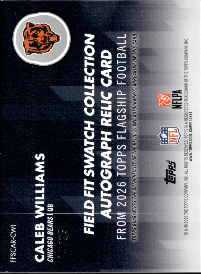 Caleb Williams card back