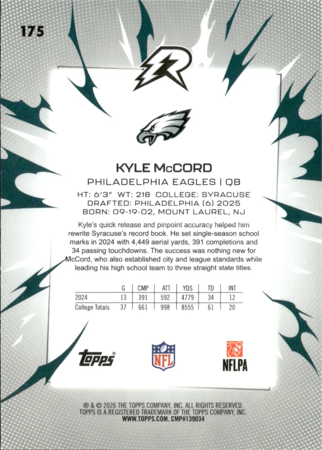 Kyle McCord card back