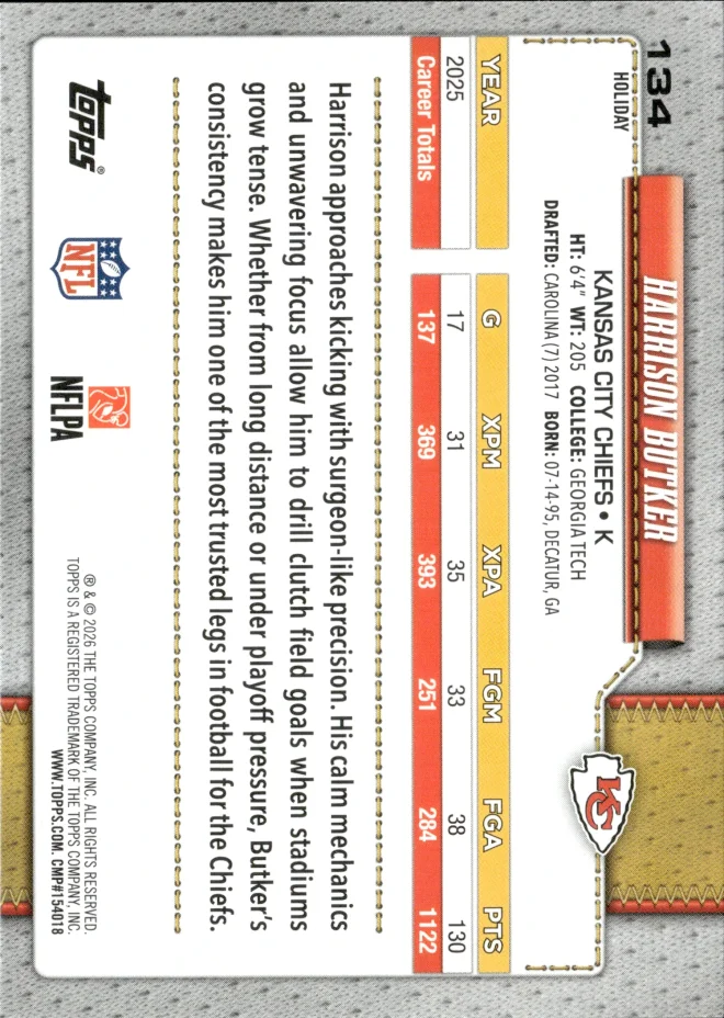 Harrison Butker card back