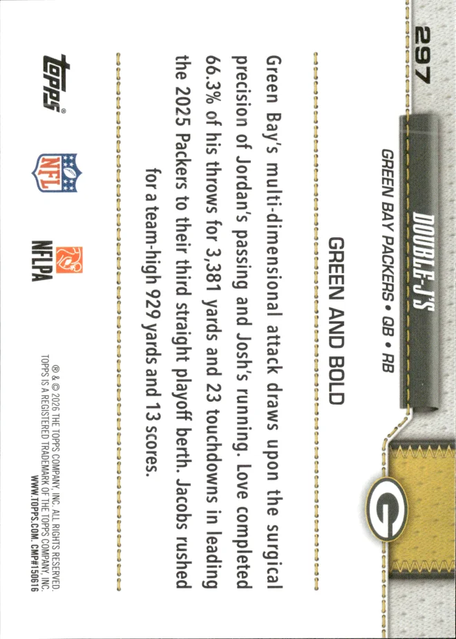 Jordan Love & Josh Jacobs card back