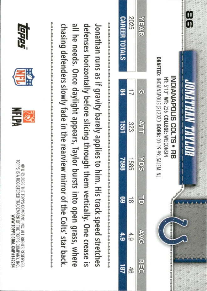 Jonathan Taylor card back