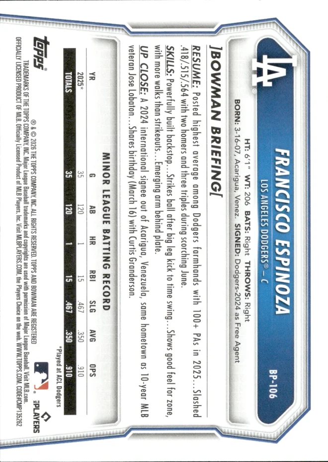 Francisco Espinoza card back