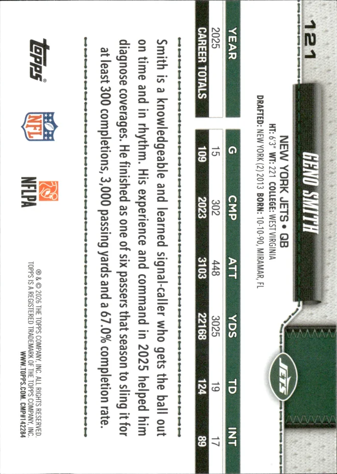 Geno Smith card back