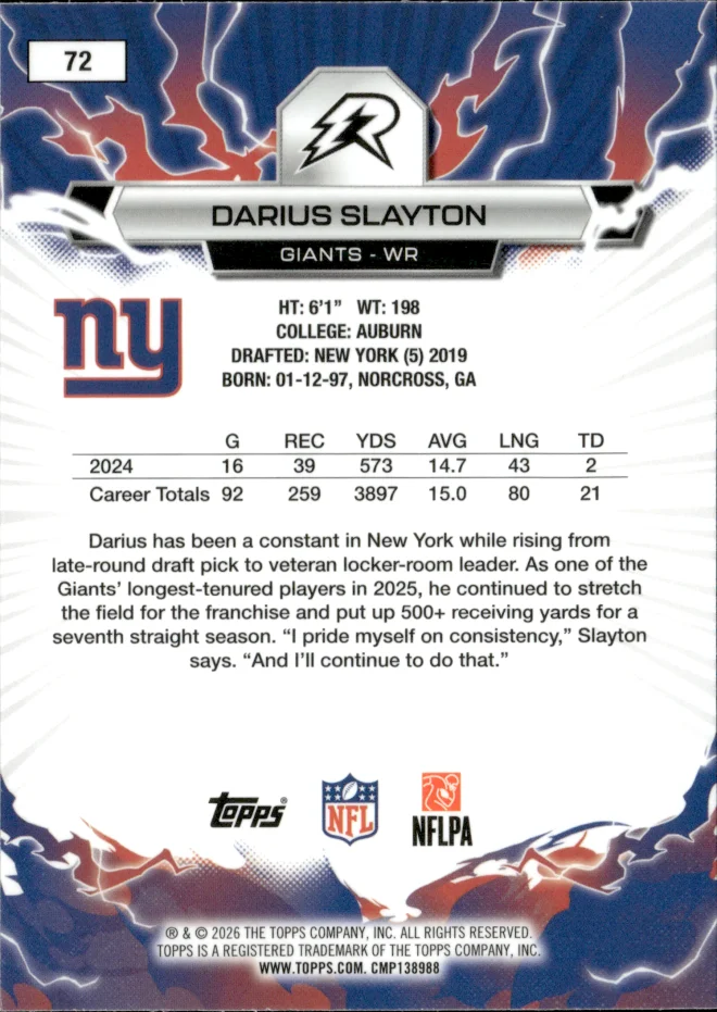 Darius Slayton card back