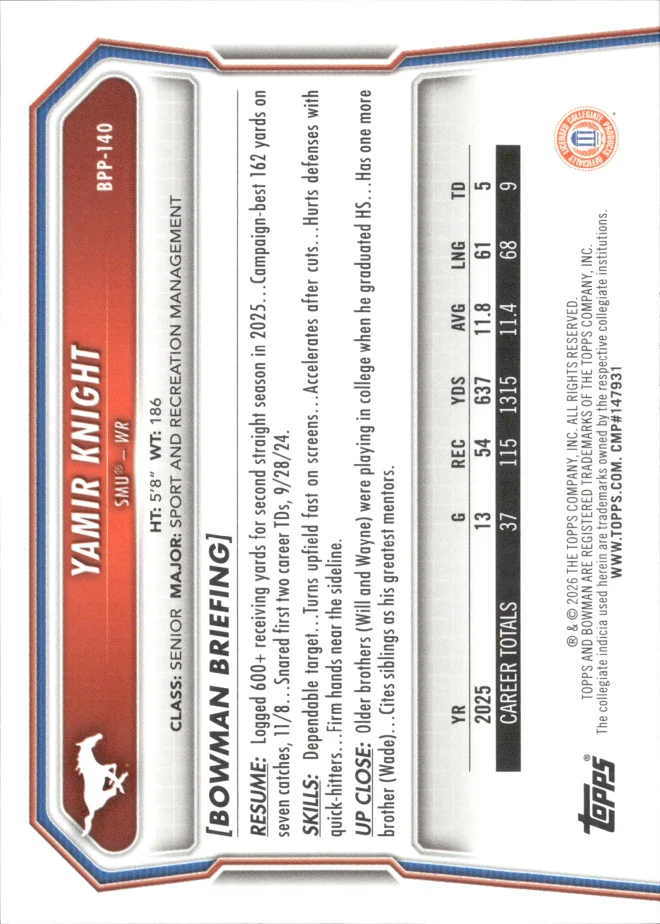 Yamir Knight card back