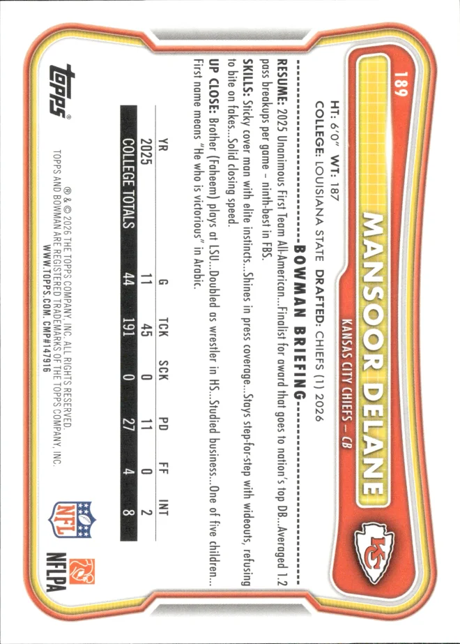 Mansoor Delane card back