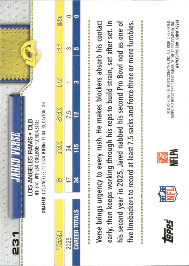Jared Verse card back