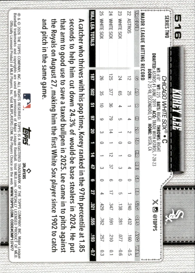 Korey Lee card back