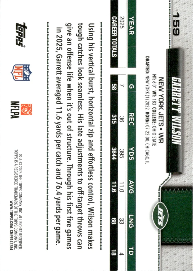 Garrett Wilson card back