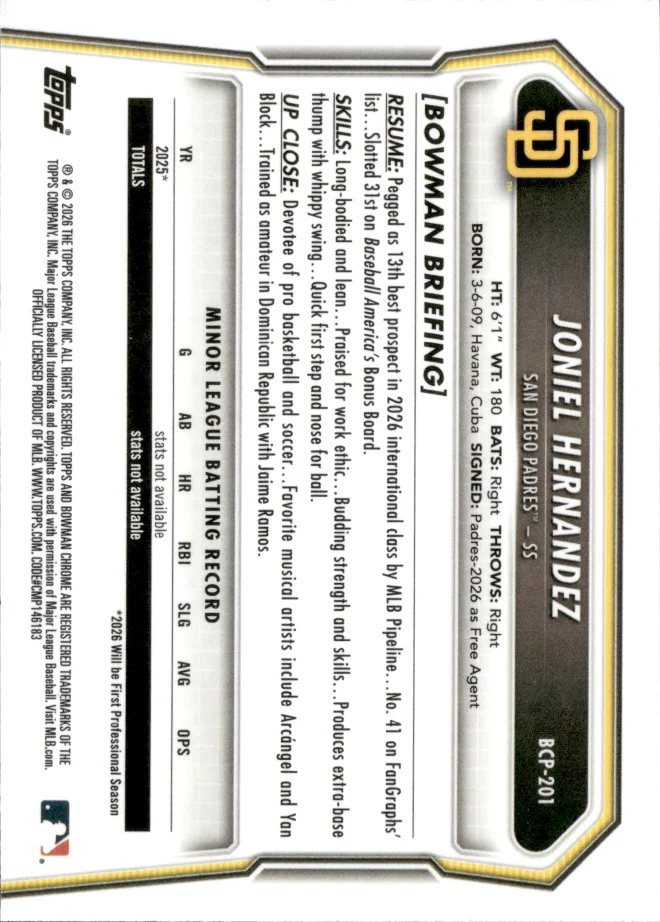 Joniel Hernandez card back