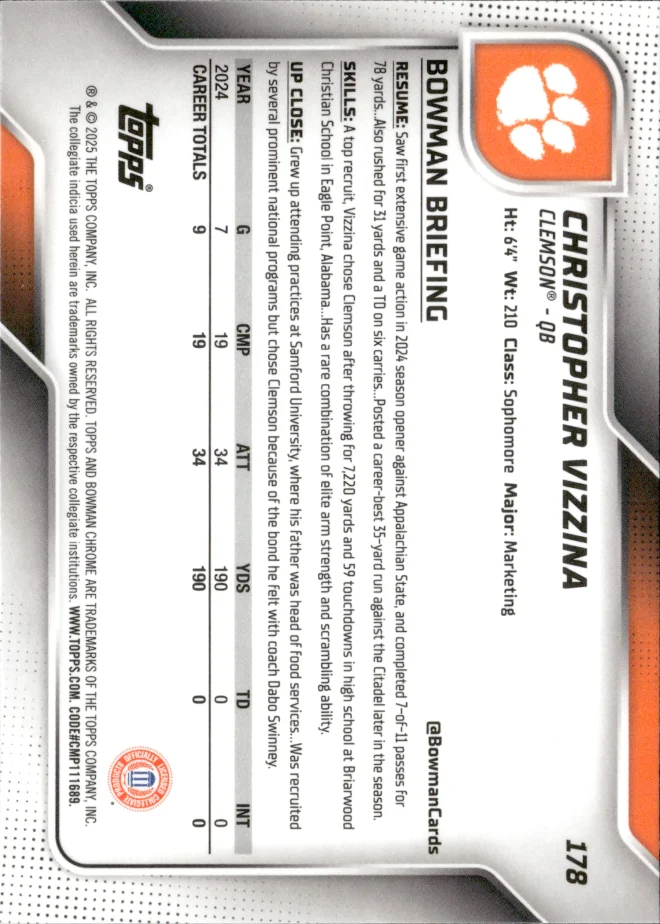 Christopher Vizzina card back