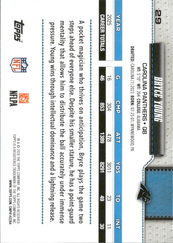 Bryce Young card back