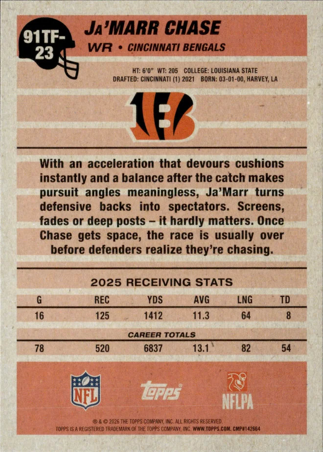 Ja'Marr Chase card back