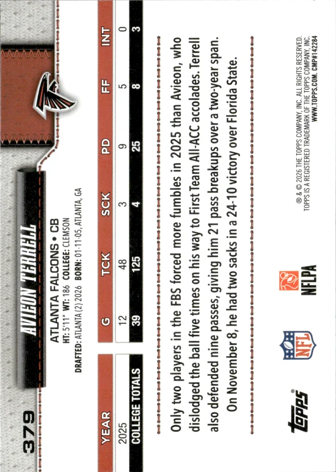 Avieon Terrell card back