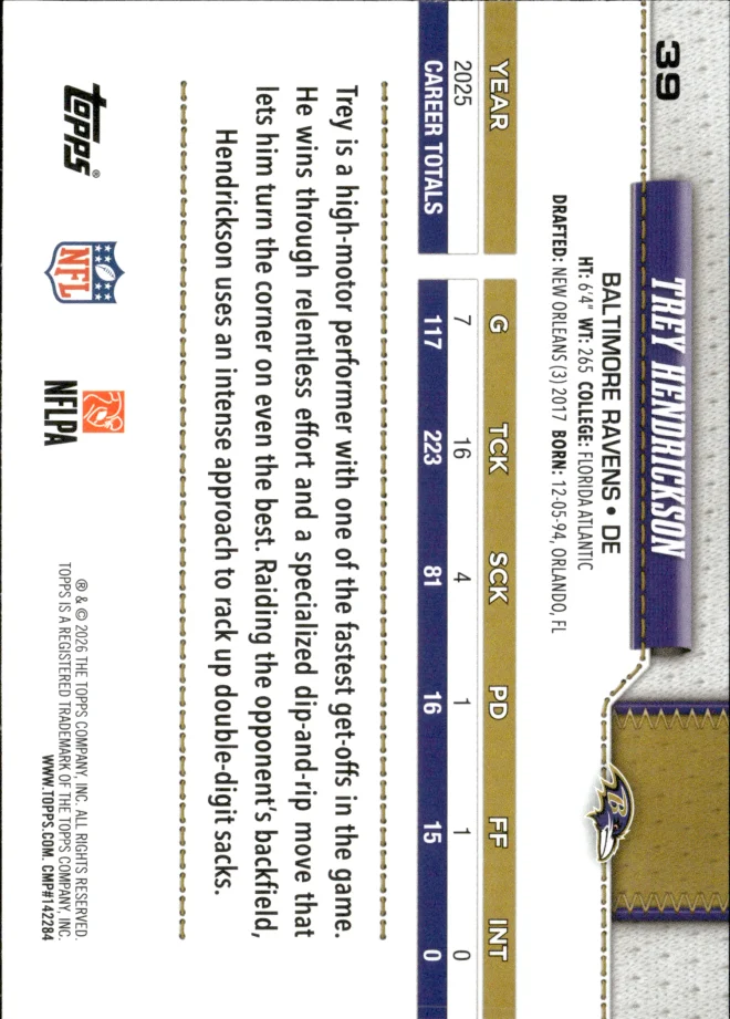 Trey Hendrickson card back