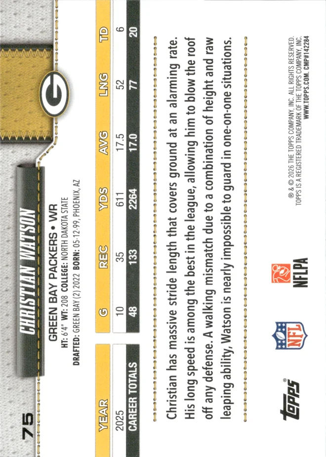 Christian Watson card back