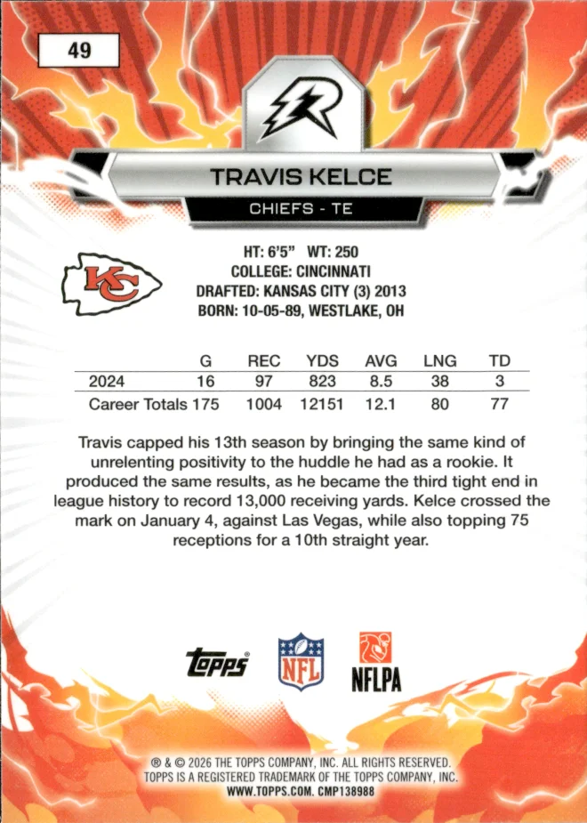 Travis Kelce card back