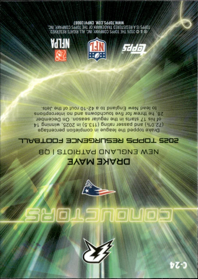 Drake Maye card back