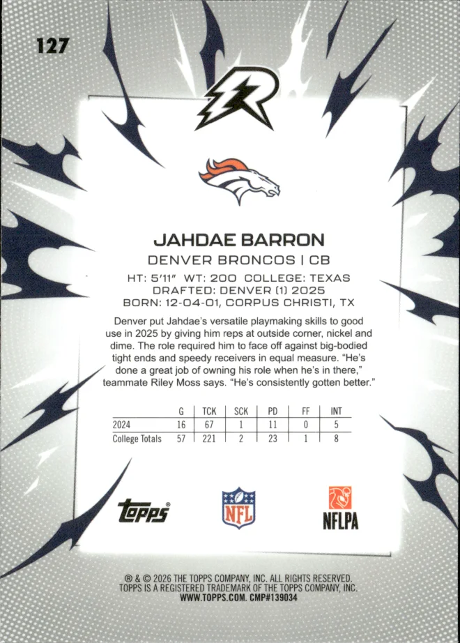 Jahdae Barron card back