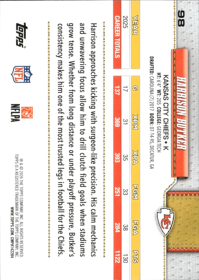 Harrison Butker card back