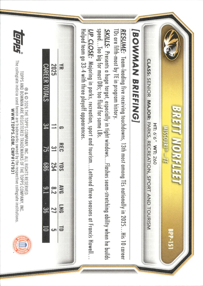 Brett Norfleet card back