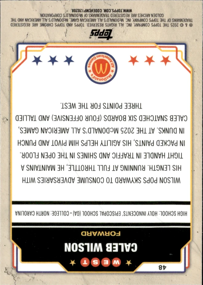Caleb Wilson card back