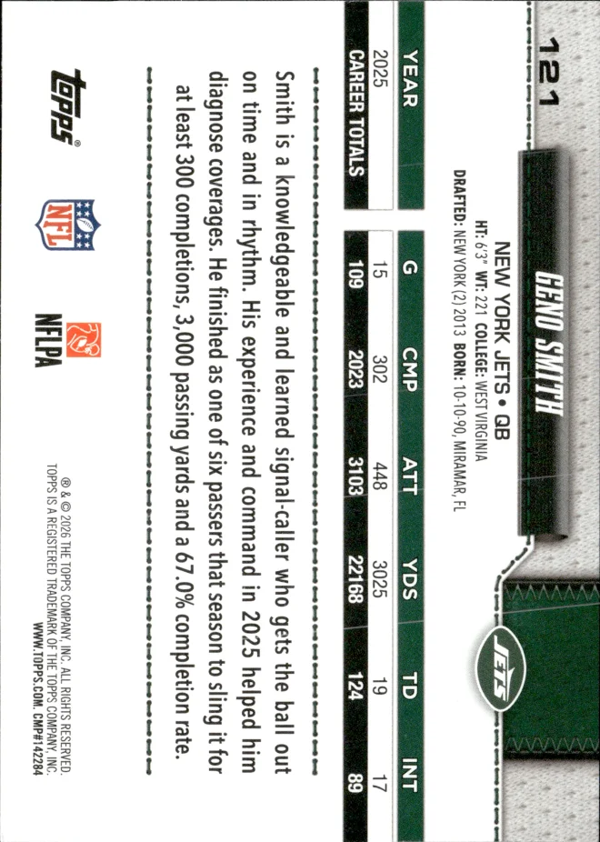 Geno Smith card back