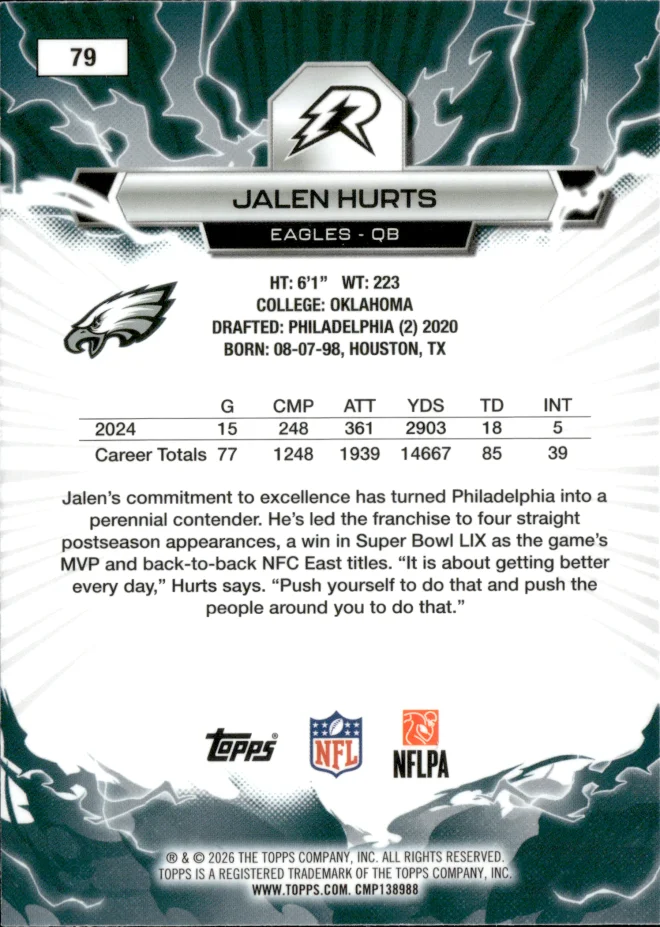 Jalen Hurts card back
