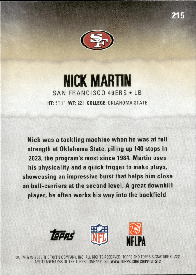 Nick Martin card back