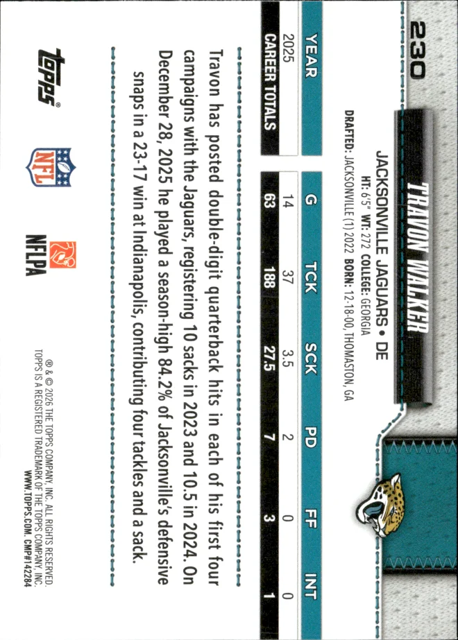 Travon Walker card back