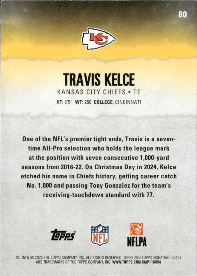 Travis Kelce card back