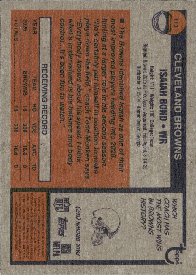 Isaiah Bond card back