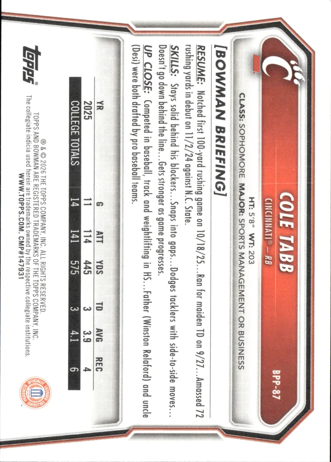 Cole Tabb card back