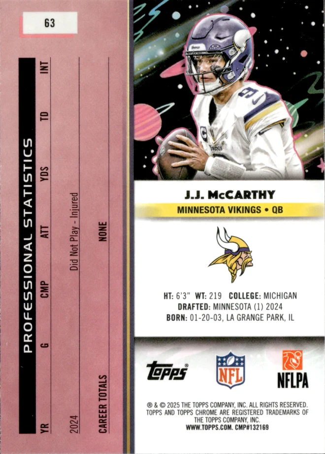 J.J. McCarthy card back