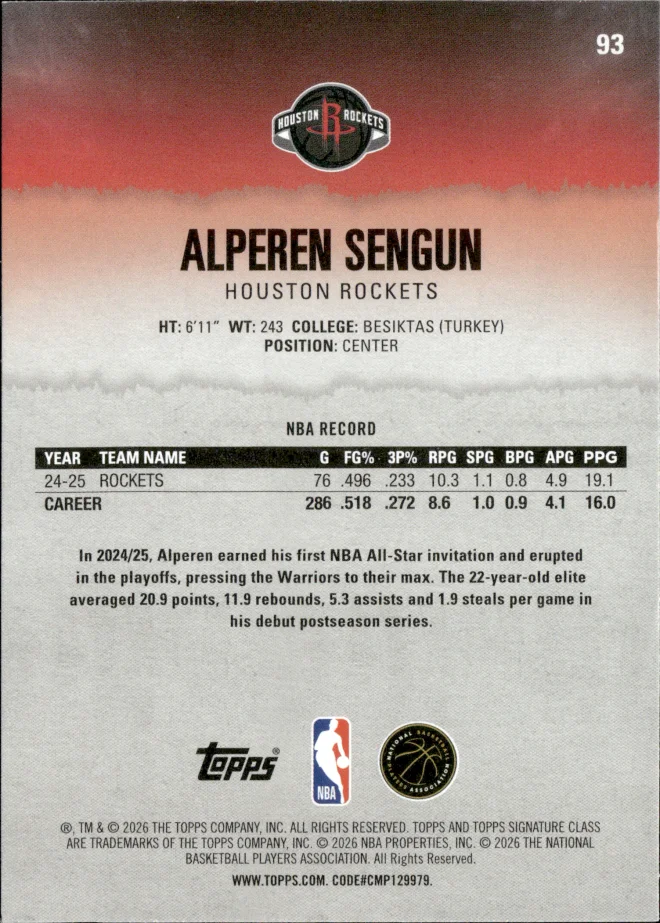 Alperen Sengun card back